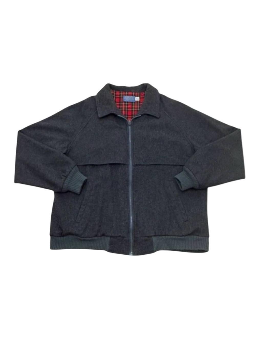 Vintage 90s Pendleton Wool Zip Up Jacket Men’s L USA Made Gray Plaid Lined